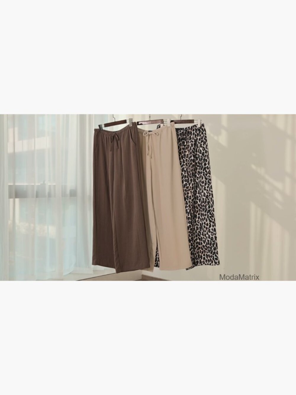 Wide Leg Palazzo Pants Drawstring Elastic Waist with Pockets Flowy Summer - Picture 6 of 7